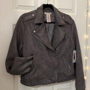 Silky Soft Microsuede Gray Moto Jacket – NWT